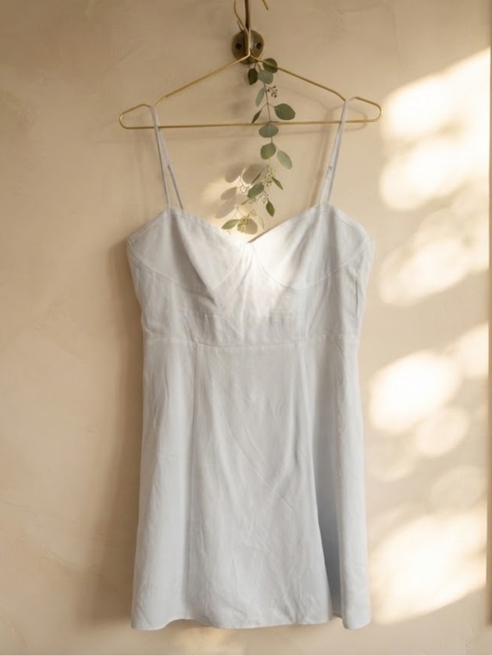 Aritzia Sunday Best crepe pastel blue bustier Slip Dress with spaghetti Straps